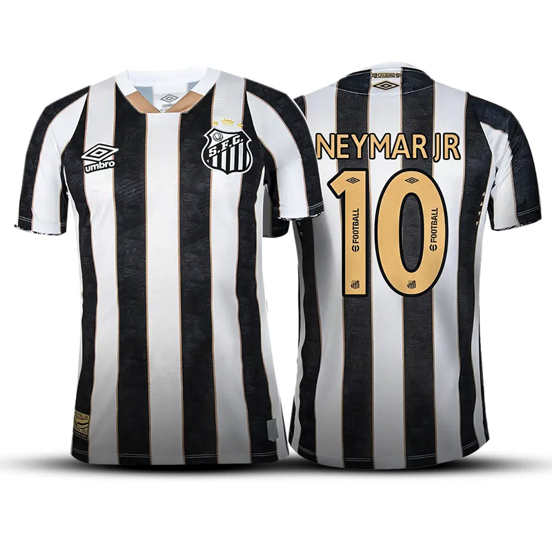 Camisa Santos II 2024/25 "Neymar Jr" #10 Umbro Torcedor Masculina - Preto/Branco