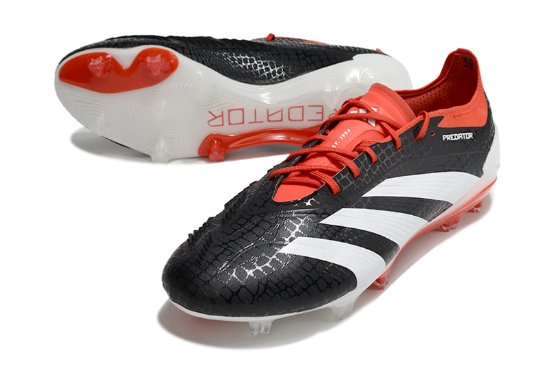 Chuteira Adidas Predator Elite FG Campo - Preto/Vermelho/Branco