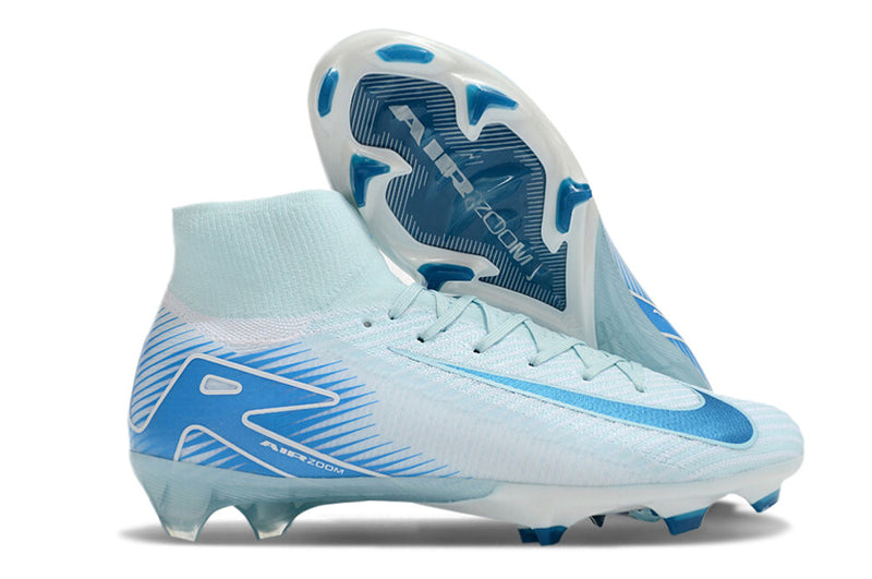 Chuteira Nike Air Zoom Mercurial Superfly 10 Elite FG Campo - Azul e Branco