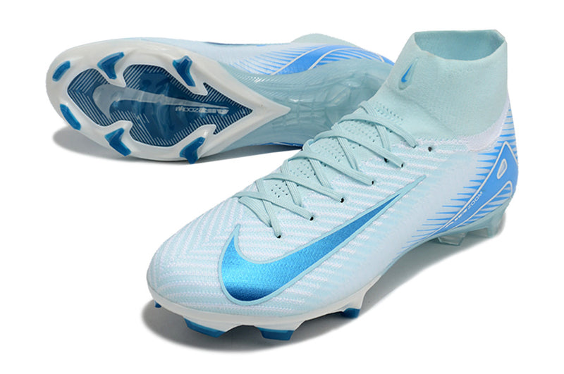 Chuteira Nike Air Zoom Mercurial Superfly 10 Elite FG Campo - Azul e Branco