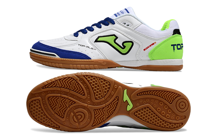 Chuteira Futsal Joma Top Flex Rebound - Branco/Verde/Azul