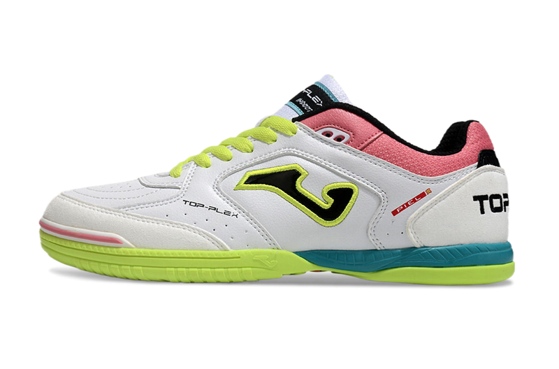 Chuteira Futsal Joma Top Flex Rebound - Branco/Verde/Rosa