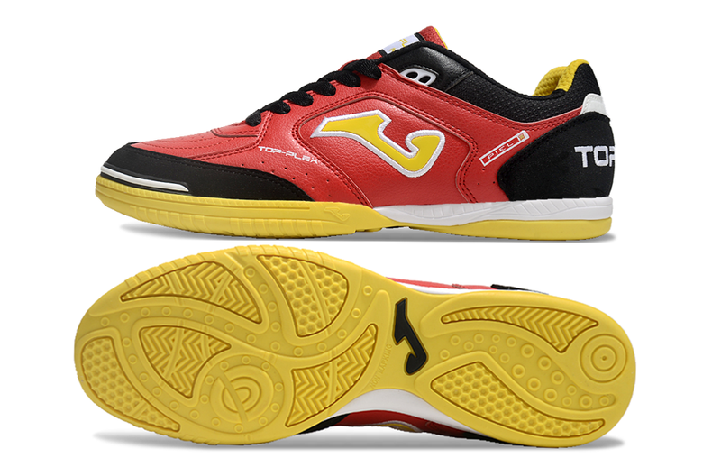 Chuteira Futsal Joma Top Flex Rebound - Preto/Vermelho/Amarelo