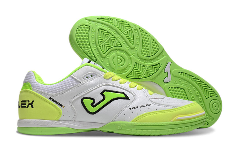 Chuteira Futsal Joma Top Flex Rebound - Branco/Verde Neon