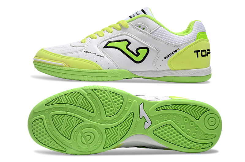 Chuteira Futsal Joma Top Flex Rebound - Branco/Verde Neon