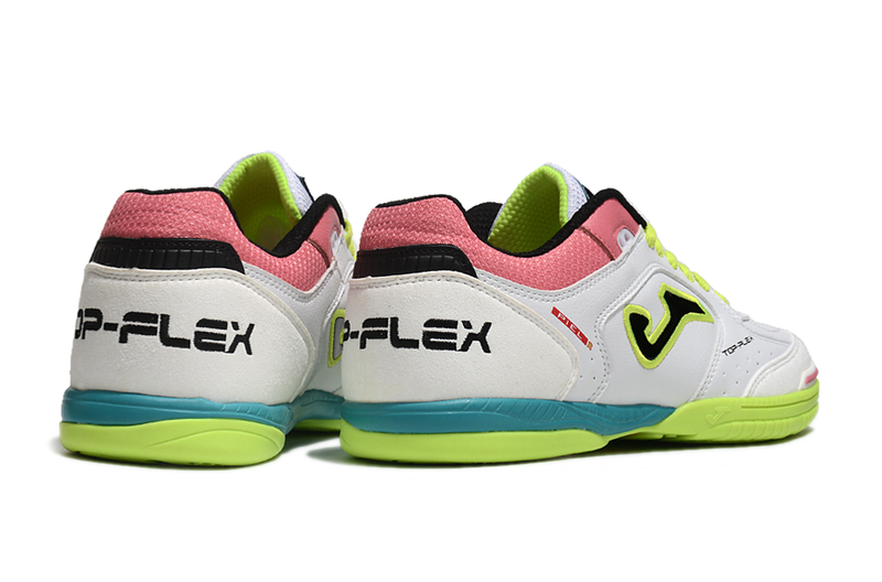 Chuteira Futsal Joma Top Flex Rebound - Branco/Verde/Rosa