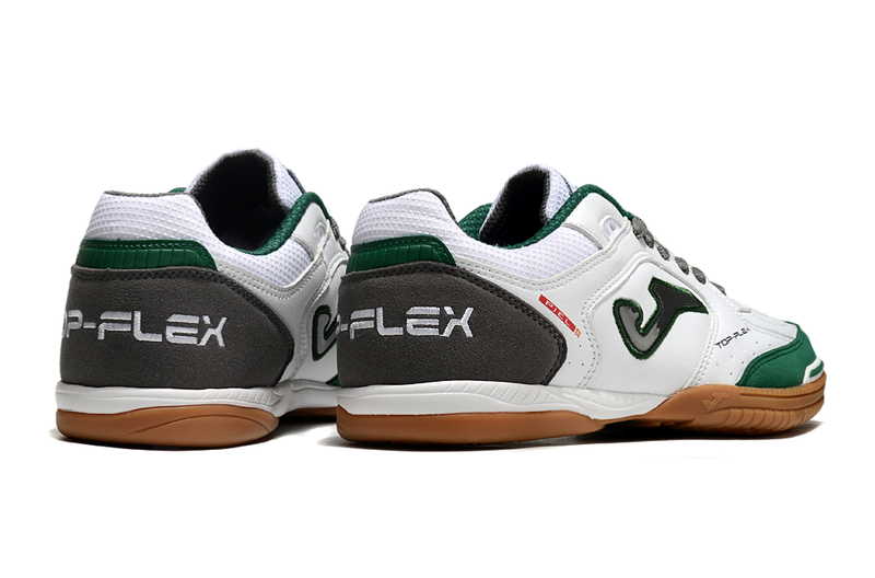 Chuteira Futsal Joma Top Flex Rebound - Branco/Verde/Cinza