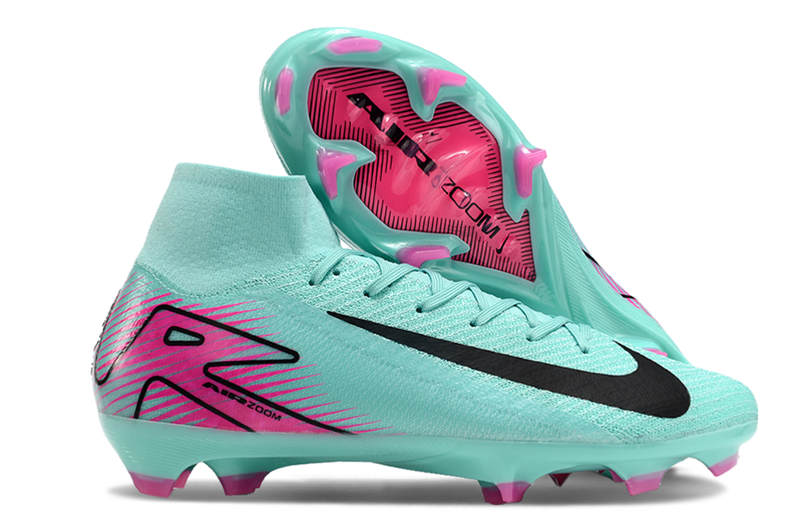 Chuteira Nike Campo Air Zoom Mercurial Superfly 10 Elite FG - Azul e Rosa