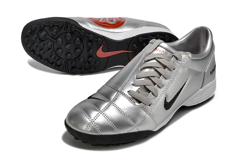 Chuteira Nike Total 90 Society TF - Cinza/Vermelho