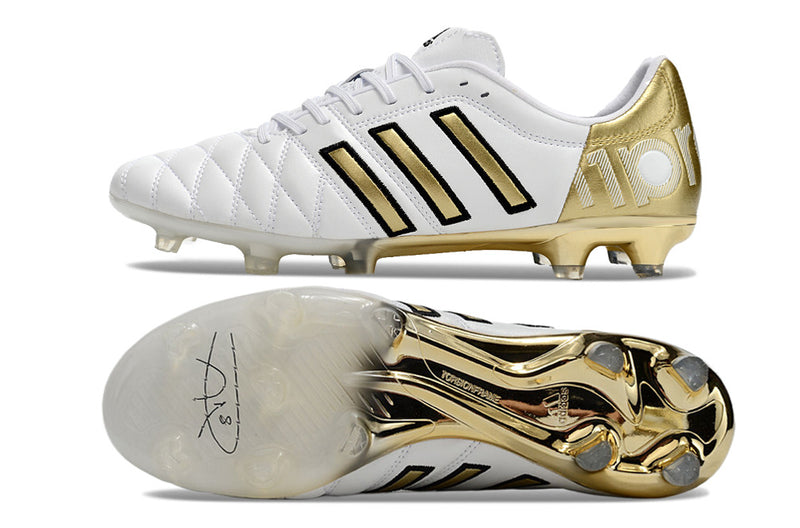 Chuteira Adidas Campo Adipure 11 Pro FG Toni Kross - Branco e Dourado