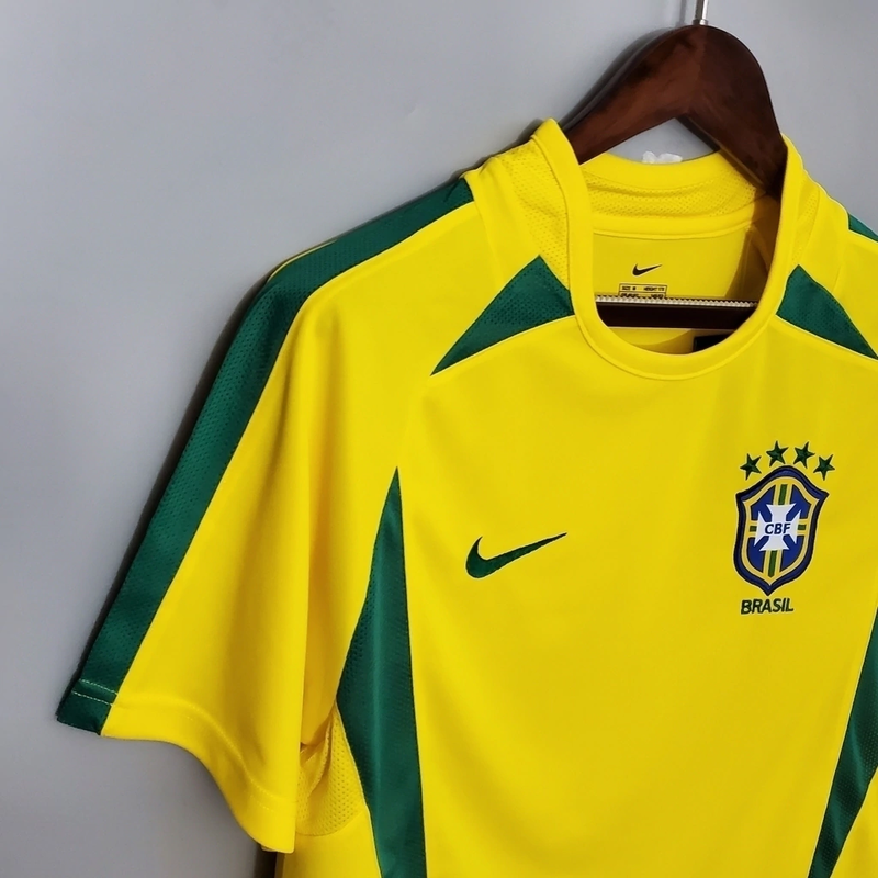 Camisa Retrô 2002 Seleção Brasileira I Masculina - Amarelo