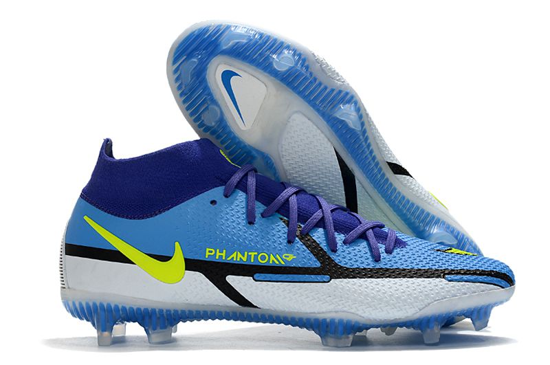 Chuteira Nike Phantom GT2 Dynamic Fit Elite FG - Azul e Branco