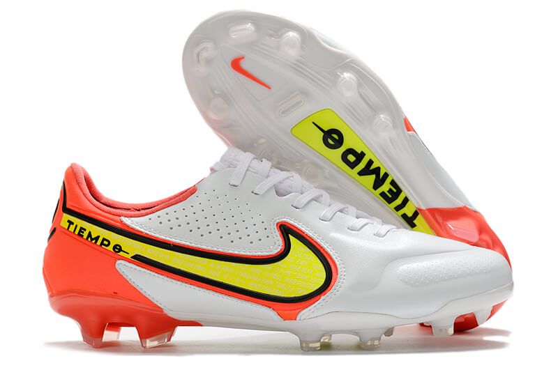 Chuteira de Campo Nike Tiempo Legend 9 Elite FG - Branco/Laranja - Imperial Outlet 