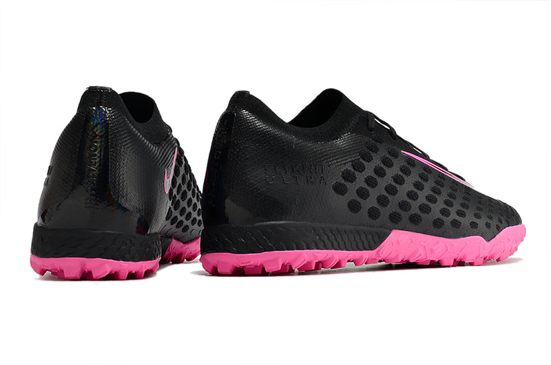 Chuteira Nike Society Phantom Ultra Venom TF - Preto/Rosa